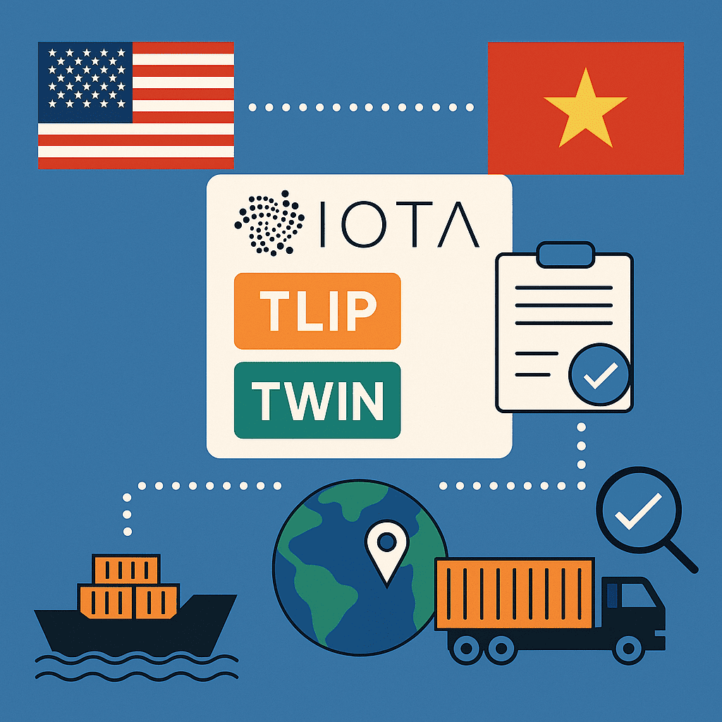 Digital supply chain network connecting US and Vietnam with IOTA technology
